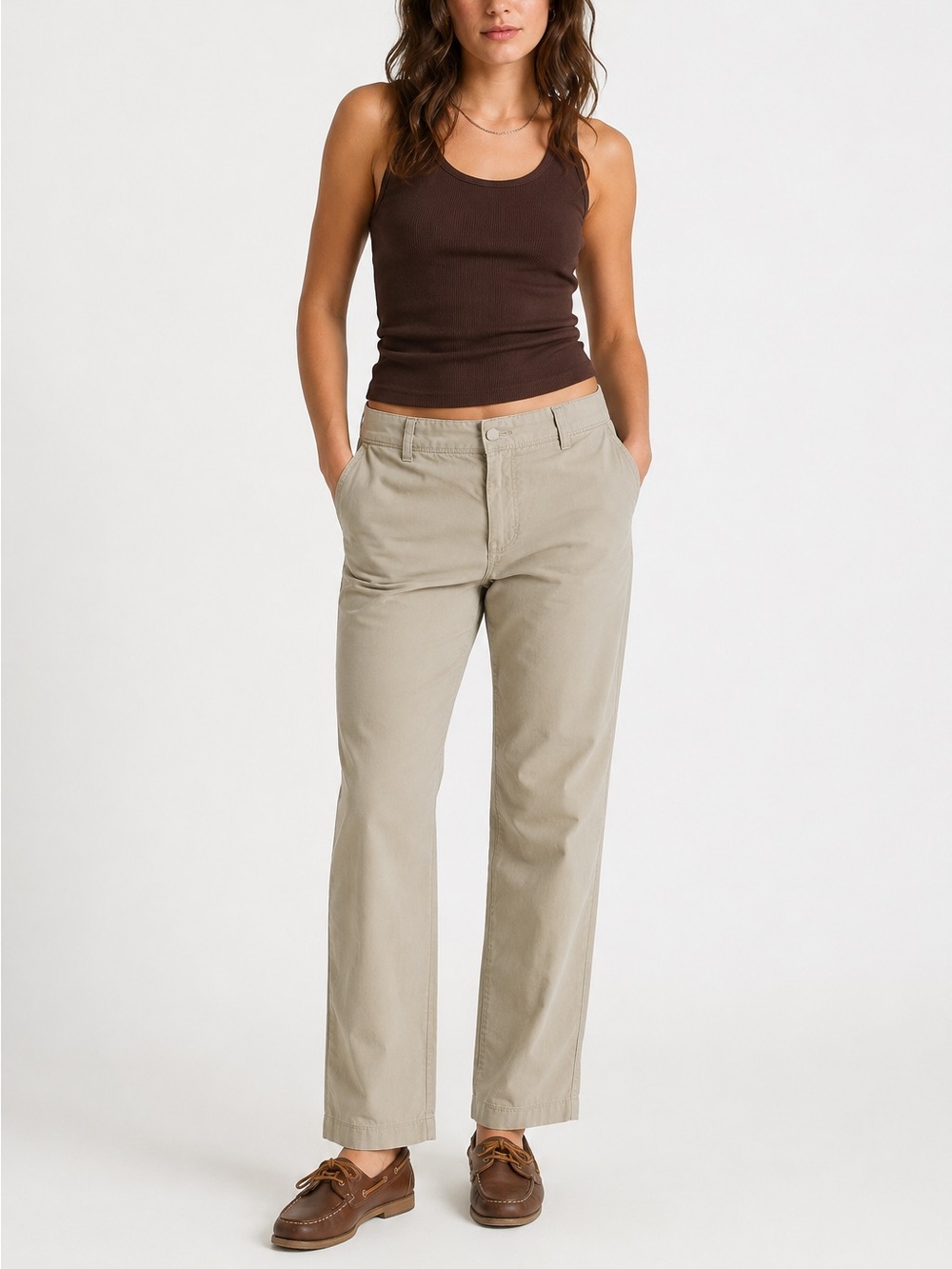 Chino Pants Eddie Bauer Cotton Khaki Straight Leg Utility Women's Elevated Basic